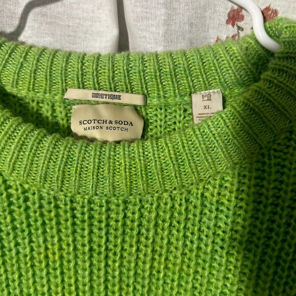 Scotch & Soda Maison Scotch Soft Crew Beck chunky knits green sweater size XL - Picture 2 of 4